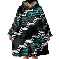 Personalised Taniko Aotearoa Mix Paua Shell Wearable Blanket Hoodie Niho Taniwha Turquoise Glitter LT01 - Polynesian Pride