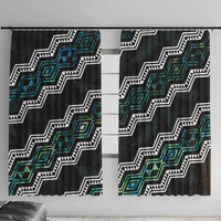 Taniko Aotearoa Mix Paua Shell Window Curtain Niho Taniwha Turquoise Glitter LT01 With Hooks Turquoise - Polynesian Pride