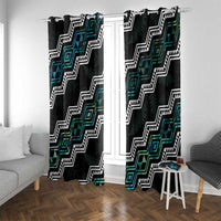 Taniko Aotearoa Mix Paua Shell Window Curtain Niho Taniwha Turquoise Glitter LT01 With Grommets Turquoise - Polynesian Pride