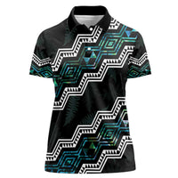 Personalised Taniko Aotearoa Mix Paua Shell Women Polo Shirt Niho Taniwha Turquoise Glitter LT01 Female Turquoise - Polynesian Pride