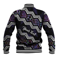 Personalised Taniko Aotearoa Mix Paua Shell Baseball Jacket Niho Taniwha Lilac Glitter LT01 - Polynesian Pride