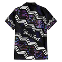 Personalised Taniko Aotearoa Mix Paua Shell Hawaiian Shirt Niho Taniwha Lilac Glitter LT01 - Polynesian Pride