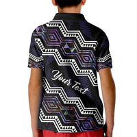 Personalised Taniko Aotearoa Mix Paua Shell Kid Polo Shirt Niho Taniwha Lilac Glitter