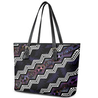 Personalised Taniko Aotearoa Mix Paua Shell Leather Tote Bag Niho Taniwha Lilac Glitter LT01 - Polynesian Pride