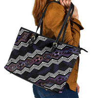 Personalised Taniko Aotearoa Mix Paua Shell Leather Tote Bag Niho Taniwha Lilac Glitter LT01 - Polynesian Pride