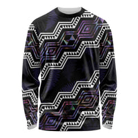 Personalised Taniko Aotearoa Mix Paua Shell Long Sleeve Shirt Niho Taniwha Lilac Glitter