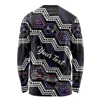 Personalised Taniko Aotearoa Mix Paua Shell Long Sleeve Shirt Niho Taniwha Lilac Glitter