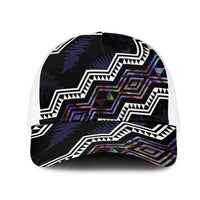 Taniko Aotearoa Mix Paua Shell Mesh Trucker Cap Niho Taniwha Lilac Glitter LT01 One Size White Purple - Polynesian Pride