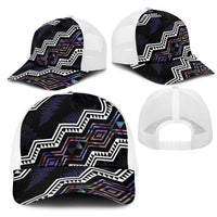 Taniko Aotearoa Mix Paua Shell Mesh Trucker Cap Niho Taniwha Lilac Glitter LT01 - Polynesian Pride