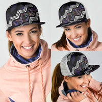 Taniko Aotearoa Mix Paua Shell Mesh Trucker Cap Niho Taniwha Lilac Glitter LT01 - Polynesian Pride