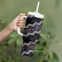Personalised Taniko Aotearoa Mix Paua Shell Tumbler With Handle Niho Taniwha Lilac Glitter LT01 - Polynesian Pride