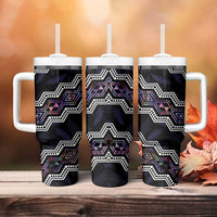Personalised Taniko Aotearoa Mix Paua Shell Tumbler With Handle Niho Taniwha Lilac Glitter LT01 - Polynesian Pride