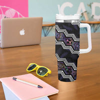 Personalised Taniko Aotearoa Mix Paua Shell Tumbler With Handle Niho Taniwha Lilac Glitter LT01 - Polynesian Pride