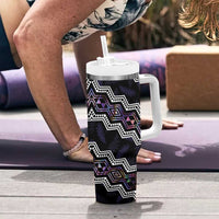 Personalised Taniko Aotearoa Mix Paua Shell Tumbler With Handle Niho Taniwha Lilac Glitter LT01 - Polynesian Pride
