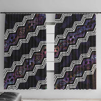 Personalised Taniko Aotearoa Mix Paua Shell Window Curtain Niho Taniwha Lilac Glitter LT01 With Hooks Purple - Polynesian Pride
