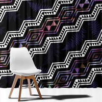 Personalised Taniko Aotearoa Mix Paua Shell Window Curtain Niho Taniwha Lilac Glitter LT01 - Polynesian Pride