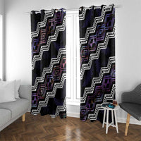 Personalised Taniko Aotearoa Mix Paua Shell Window Curtain Niho Taniwha Lilac Glitter LT01 With Grommets Purple - Polynesian Pride