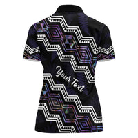 Personalised Taniko Aotearoa Mix Paua Shell Women Polo Shirt Niho Taniwha Lilac Glitter