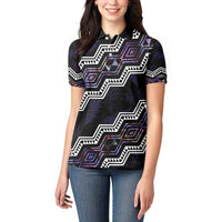 Personalised Taniko Aotearoa Mix Paua Shell Women Polo Shirt Niho Taniwha Lilac Glitter