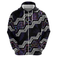 Personalised Taniko Aotearoa Mix Paua Shell Zip Hoodie Niho Taniwha Lilac Glitter