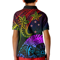 Wellington Pride Kid Polo Shirt Aotearoa Tribal Rainbow Pattern LT01 - Polynesian Pride