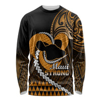 Personalised Hawaii Long Sleeve Shirt Maui Be Strong Kakau Gold Version LT01 Unisex Gold - Polynesian Pride