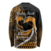 Personalised Hawaii Long Sleeve Shirt Maui Be Strong Kakau Gold Version LT01 - Polynesian Pride