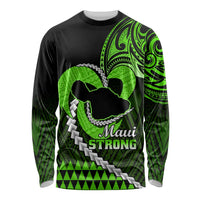 Personalised Hawaii Long Sleeve Shirt Maui Be Strong Kakau Green Version LT01 Unisex Green - Polynesian Pride