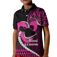Personalised Hawaii Kid Polo Shirt Maui Be Strong Kakau Pink Version LT01 Kid Pink - Polynesian Pride
