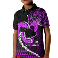 Personalised Hawaii Kid Polo Shirt Maui Be Strong Kakau Purple Version LT01 Kid Purple - Polynesian Pride