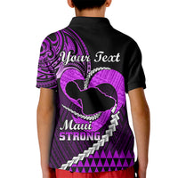 Personalised Hawaii Kid Polo Shirt Maui Be Strong Kakau Purple Version LT01 - Polynesian Pride