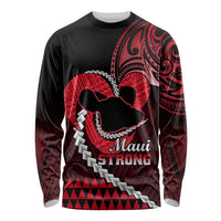 Personalised Hawaii Long Sleeve Shirt Maui Be Strong Kakau Red Version LT01 Unisex Red - Polynesian Pride