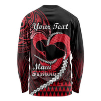 Personalised Hawaii Long Sleeve Shirt Maui Be Strong Kakau Red Version LT01 - Polynesian Pride