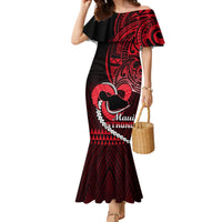 Personalised Hawaii Mermaid Dress Maui Be Strong Kakau Red Version LT01 Women Red - Polynesian Pride