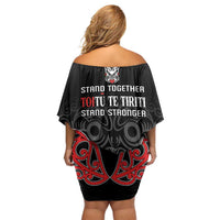 Toitu Te Tiriti 1840 Aotearoa Off Shoulder Short Dress Stand Together Stand Stronger LT01 - Polynesian Pride