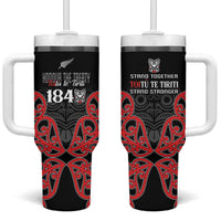 Toitu Te Tiriti 1840 Aotearoa Tumbler With Handle Stand Together Stand Stronger LT01 One Size: 40 oz Black - Polynesian Pride