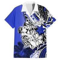 Polynesian Valentine Family Matching Summer Maxi Dress and Hawaiian Shirt Couple Floral Unique Blue Version LT01 Dad's Shirt - Short Sleeve Blue - Polynesian Pride