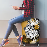 Polynesian Valentine Luggage Cover Couple Floral Unique Gold Version LT01 - Polynesian Pride