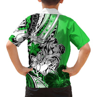 Polynesian Valentine Kid Hawaiian Shirt Couple Floral Unique Green Version LT01 - Polynesian Pride