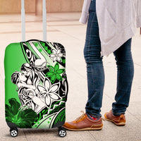 Polynesian Valentine Luggage Cover Couple Floral Unique Green Version LT01 Green - Polynesian Pride