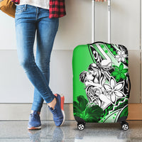 Polynesian Valentine Luggage Cover Couple Floral Unique Green Version LT01 - Polynesian Pride
