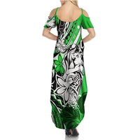 Polynesian Valentine Summer Maxi Dress Couple Floral Unique Green Version LT01 - Polynesian Pride