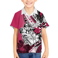 Polynesian Valentine Family Matching Long Sleeve Bodycon Dress and Hawaiian Shirt Couple Floral Unique Pink Version LT01 Son's Shirt Pink - Polynesian Pride