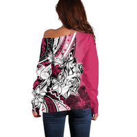 Polynesian Valentine Off Shoulder Sweater Couple Floral Unique Pink Version LT01 - Polynesian Pride