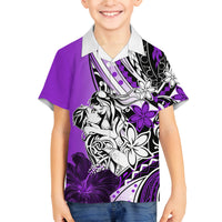 Polynesian Valentine Family Matching Tank Maxi Dress and Hawaiian Shirt Couple Floral Unique Purple Version LT01 Son's Shirt Purple - Polynesian Pride