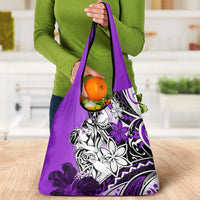 Polynesian Valentine Grocery Bag Couple Floral Unique Purple Version LT01 - Polynesian Pride