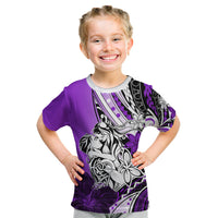 Polynesian Valentine Kid T Shirt Couple Floral Unique Purple Version LT01 Purple - Polynesian Pride
