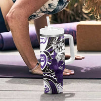 Polynesian Valentine Tumbler With Handle Couple Floral Unique Purple Version LT01 - Polynesian Pride