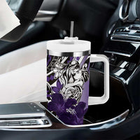 Polynesian Valentine Tumbler With Handle Couple Floral Unique Purple Version LT01 - Polynesian Pride
