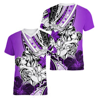 Polynesian Valentine Women V Neck T Shirt Couple Floral Unique Purple Version LT01 - Polynesian Pride